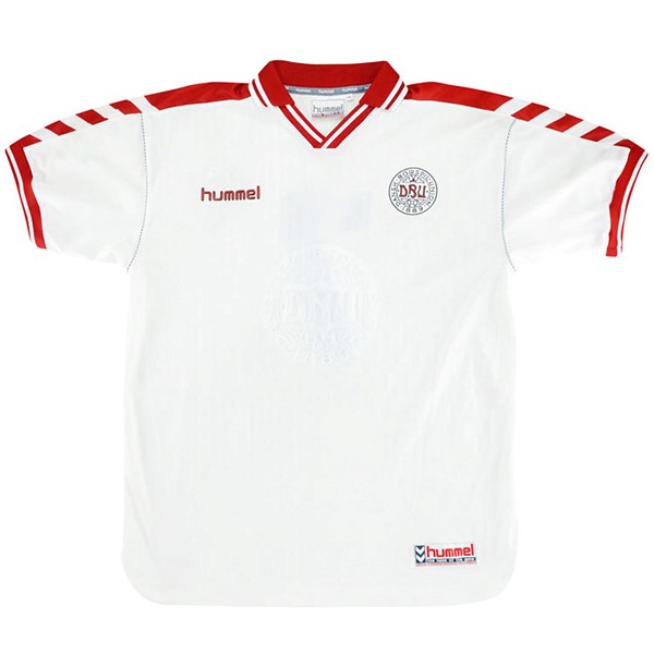 Camiseta Dinamarca Replica Segunda Ropa Retro 1998 Blanco